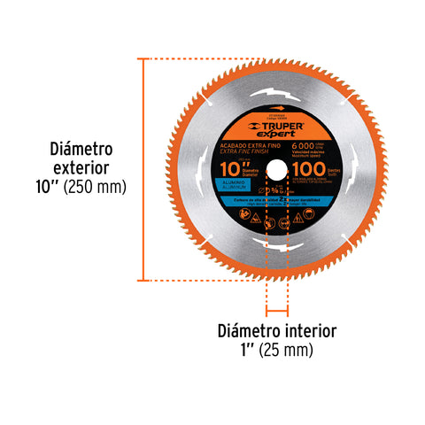 Disco sierra 10' p/aluminio, 100 dientes centro 5/8', Expert | ST-10100AX | 100109