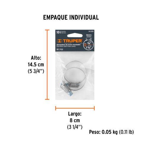 Bolsa c/2 abrazaderas sin fin #20, 3/4 - 1-3/3', Truper | M-20B | 10012