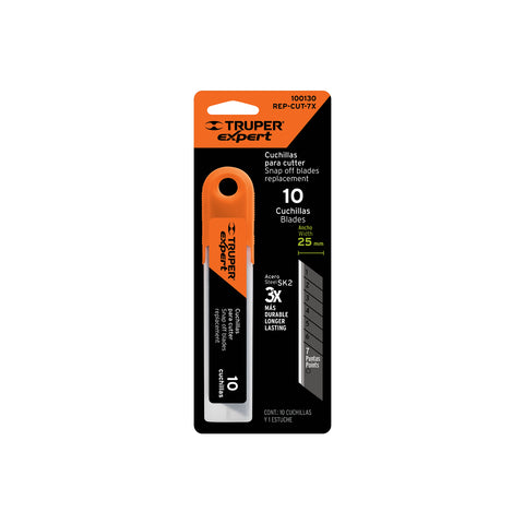 Estuche con 10 cuchillas SK2 de 25 mm para cutter, Expert | REP-CUT-7X | 100130
