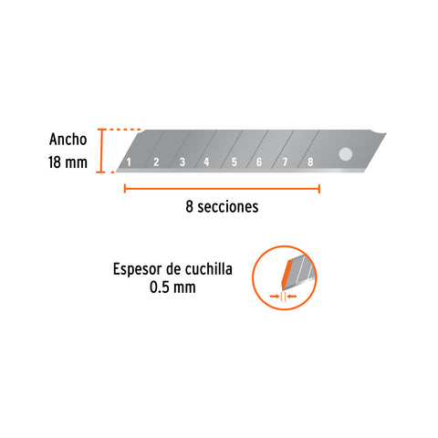 Estuche con 50 cuchillas SK2 de 18 mm para cutter, Expert | REP-CUT-650X | 100131
