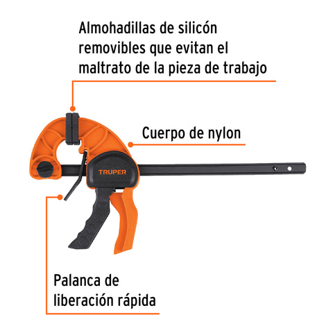 Prensa de ajuste rápido de 12'con cuerpo de nylon, Truper | PAR-112 | 100141