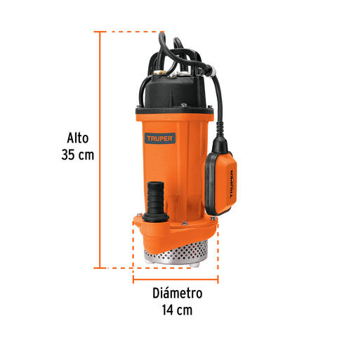 Bomba sumergible hierro fundido, agua limpia, 1/2 HP, TRUPER | BOS-1/2LH | 100169