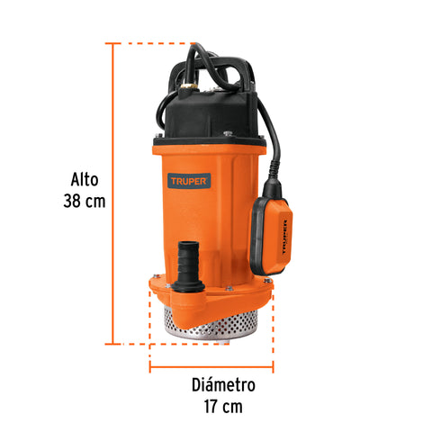 Bomba sumergible hierro fundido, agua limpia, 1 HP, TRUPER | BOS-1LH | 100171