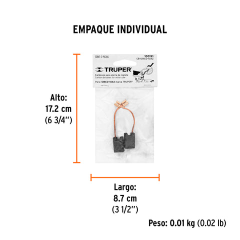 Bolsa con 2 carbones de repuesto para SINCO-10X2, TRUPER | CB-SINCO-10X2 | 100191