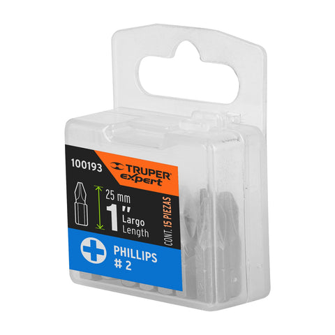 Estuche con 15 puntas de cruz PH2 largo 1', Truper Expert | PUDE-1102-15 | 100193