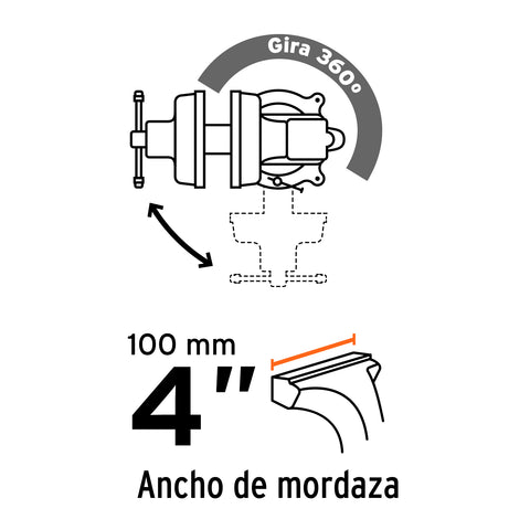 Tornillo de banco 4' tipo europeo de hierro nodular, Truper | TA-4-L | 100199