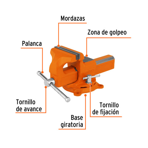 Tornillo de banco 4' tipo europeo de hierro nodular, Truper | TA-4-L | 100199