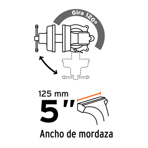 Tornillo de banco 5' tipo europeo de hierro nodular, Truper | TA-5-L | 100240