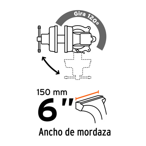 Tornillo de banco 6' tipo europeo de hierro nodular, Truper | TA-6-L | 100241