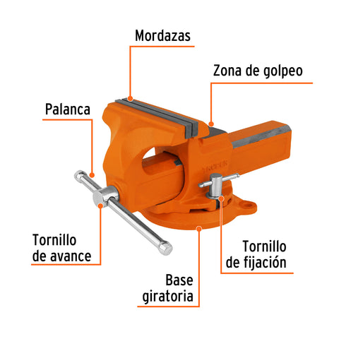 Tornillo de banco 6' tipo europeo de hierro nodular, Truper | TA-6-L | 100241