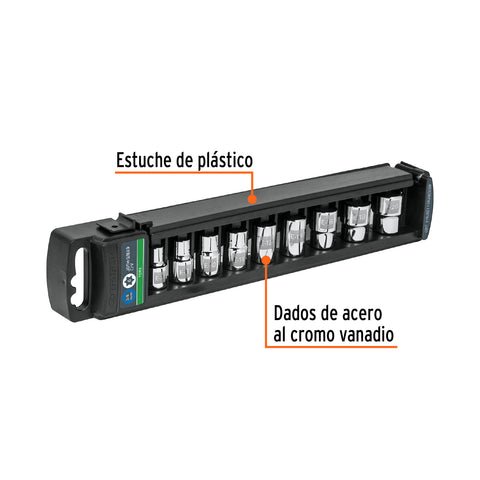 Juego de 9 dados cuadro 3/8' torx, Truper | JDTH-3/8X9 | 10025
