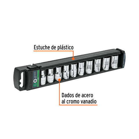Juego de 10 dados cuadro 1/2' torx, Truper | JDTH-1/2X10 | 10026