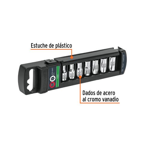 Juego de 7 dados torx cuadro 1/4', Truper | JDTH-1/4X7 | 10027