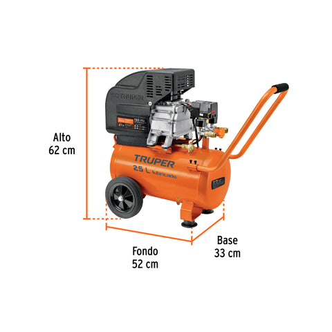 Kit Compresor lub, 25L, manguera y pistola grav,127V, TRUPER | COMP-KIT25 | 100300