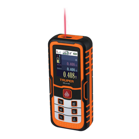 Medidor láser de distancia de 0.05 m a 100 m, Truper | MELA-100 | 100374