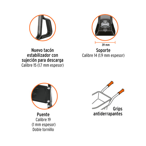 Carretilla 5.5ft3 Imponchable bastidor tubular,Truper Expert | CAT 50X | 100416