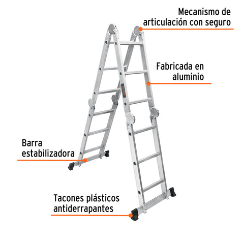 Escalera multiposición 12 peldaños, Tipo I, Truper | ESMU-112 | 100495