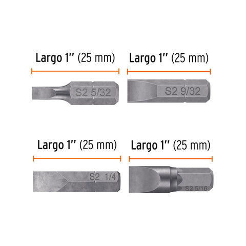 Estuche con 6 puntas planas combinadas largo 1', Expert | PUN-6PL1 | 100505