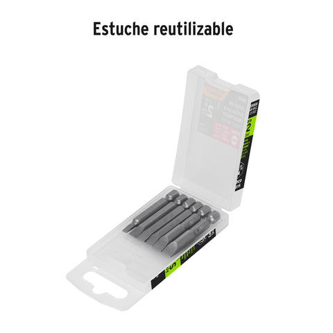 Estuche con 6 puntas planas combinadas largo 2', Expert | PUN-6PL2 | 100506