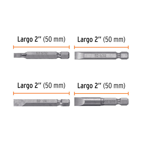 Estuche con 6 puntas planas combinadas largo 2', Expert | PUN-6PL2 | 100506