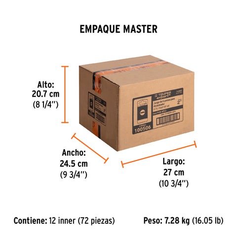 Estuche con 6 puntas planas combinadas largo 2', Expert | PUN-6PL2 | 100506