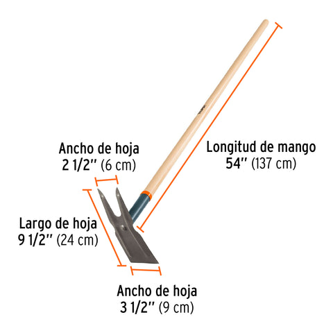 Azadón dos cuernos, mango de madera 54', TRUPER | A2C | 100752