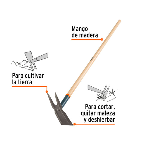 Azadón dos cuernos, mango de madera 54', TRUPER | A2C | 100752