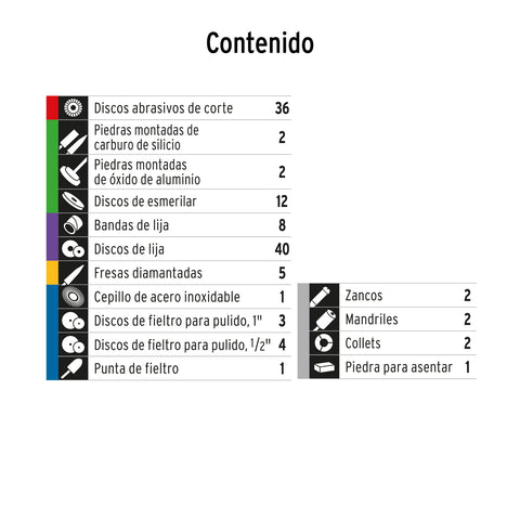 Kit de accesorios p/herramienta rotativa, 121 pzs, TRUPER | MOTO-KIT-121 | 100757