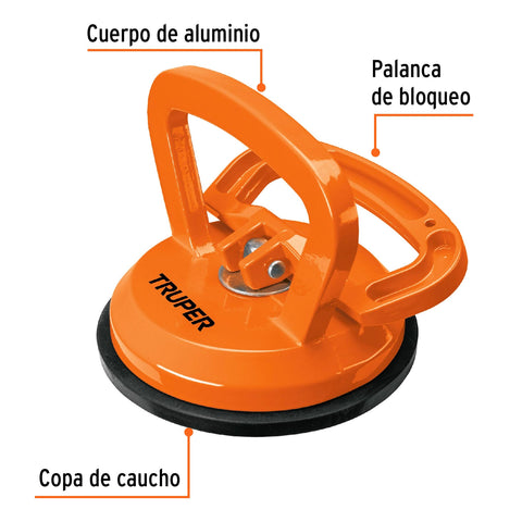 Ventosa de aluminio para vidrio, 1 copa de succión, Truper | VEVI-1A | 100760