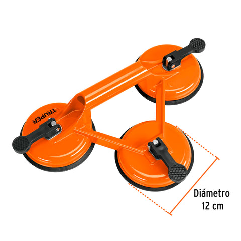 Ventosa de aluminio para vidrio, 3 copas de succión, Truper | VEVI-3A | 100762