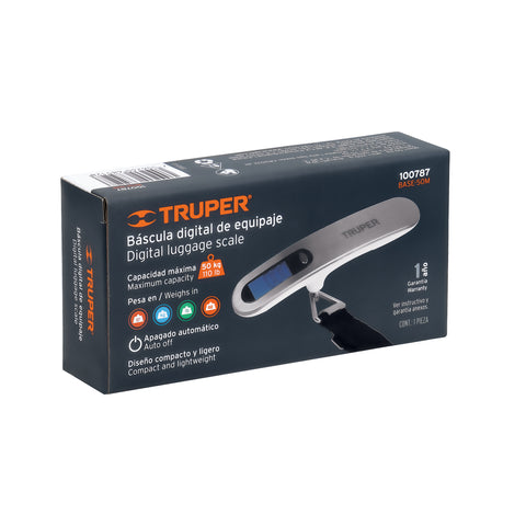 Báscula electrónica para equipaje, de pilas, 50 kg, Truper | BASE-50M | 100787