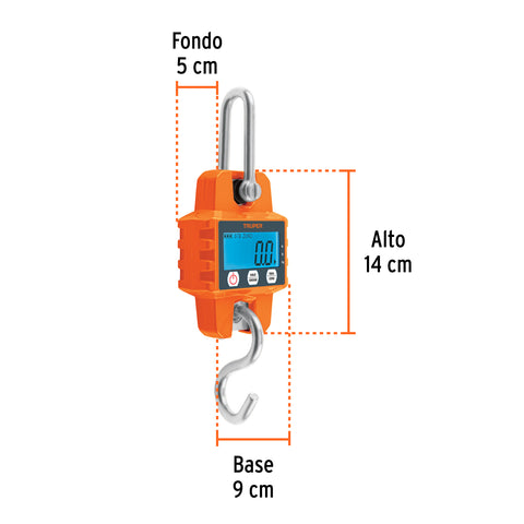 Báscula electrónica colgante, de pilas, 300 kg, Truper | BASE-300C | 100788