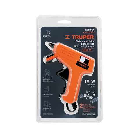 Pistola eléctrica de 15W para silicón de 5/16', 220V, TRUPER | PIPE-5/16-2 | 100795