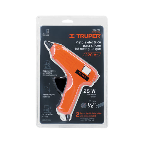 Pistola eléctrica de 25W para silicón de 1/2', 220V, TRUPER | PIPE-1/2-2 | 100796