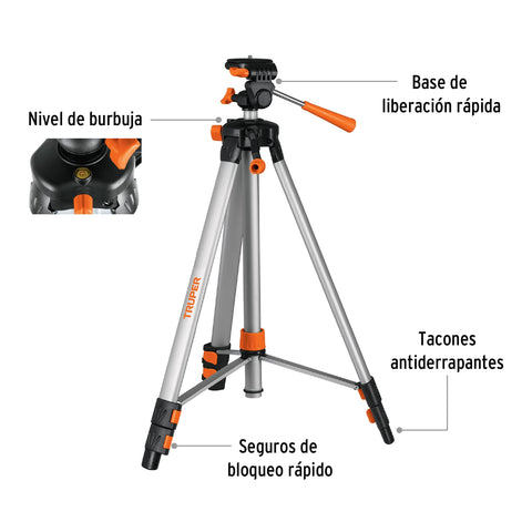 Tripié telescópico para nivel láser, altura max. 1.45 m | NL-TRI-150 | 100811
