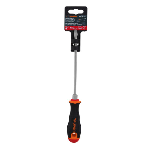 Desarmador plano 3/16' x 6' mango Comfort Grip, Truper | DR-3/16X6B | 100832