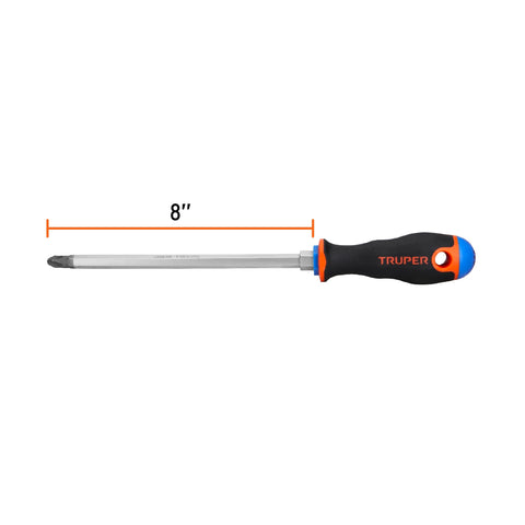 Desarmador de cruz 3/8' x 8' mango Comfort Grip, Truper | DP-3/8X8B | 100839