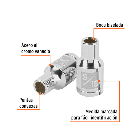 Dado de 3/16', 12 puntas, cuadro 1/4', Truper | D-1406-B | 100873