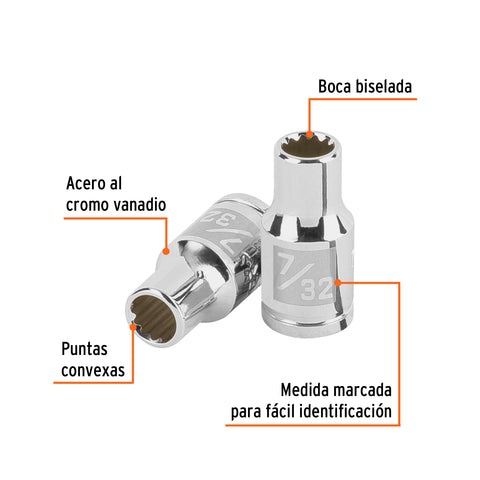 Dado de 7/32', 12 puntas, cuadro 1/4', Truper | D-1407-B | 100874