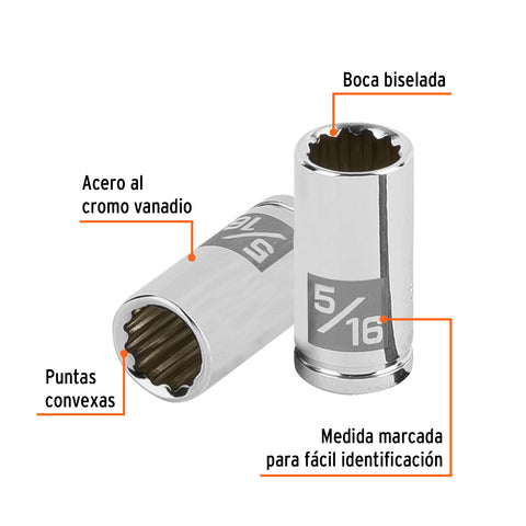 Dado de 5/16', 12 puntas, cuadro 1/4', Truper | D-1410-B | 100878