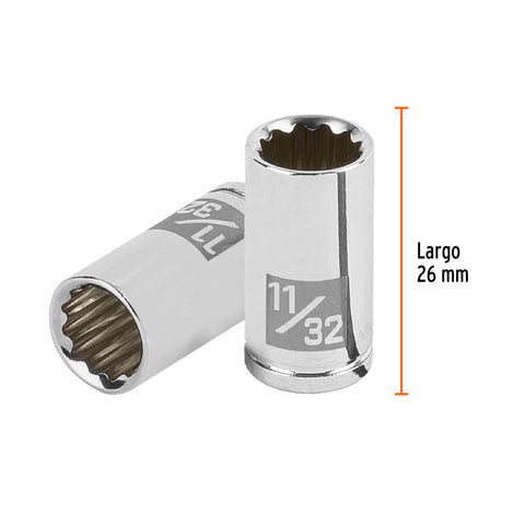 Dado de 11/32', 12 puntas, cuadro 1/4', Truper | D-1411-B | 100879