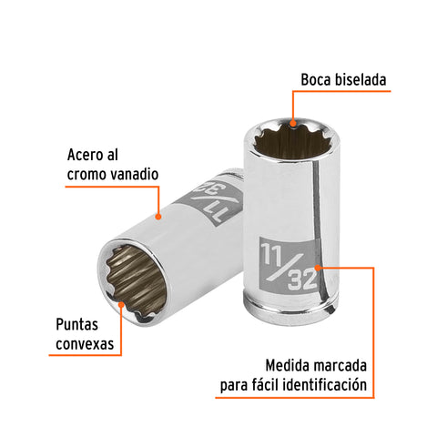 Dado de 11/32', 12 puntas, cuadro 1/4', Truper | D-1411-B | 100879