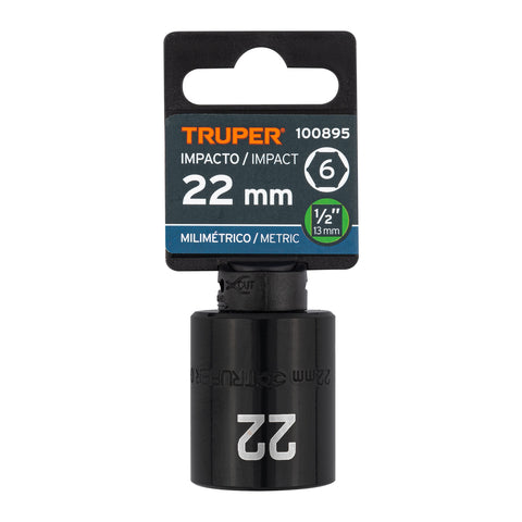 Dado de impacto de 22 mm, 6 puntas, cuadro 1/2', Truper | D-7422-M | 100895