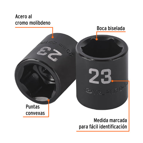 Dado de impacto de 23 mm, 6 puntas, cuadro 1/2', Truper | D-7423-M | 100896