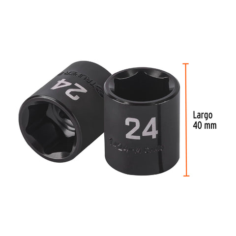 Dado de impacto de 24 mm, 6 puntas, cuadro 1/2', Truper | D-7424-M | 100897