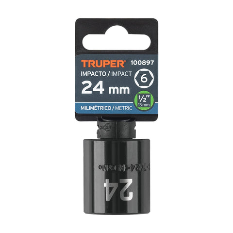 Dado de impacto de 24 mm, 6 puntas, cuadro 1/2', Truper | D-7424-M | 100897