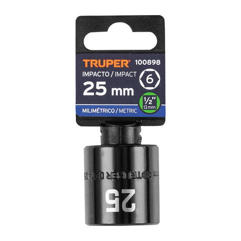 Dado de impacto de 25 mm, 6 puntas, cuadro 1/2', Truper | D-7425-M | 100898
