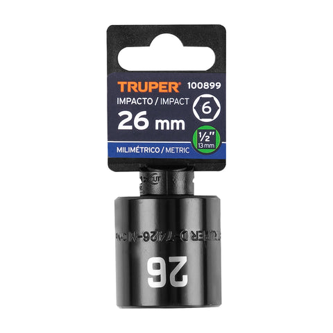 Dado de impacto de 26 mm, 6 puntas, cuadro 1/2', Truper | D-7426-M | 100899