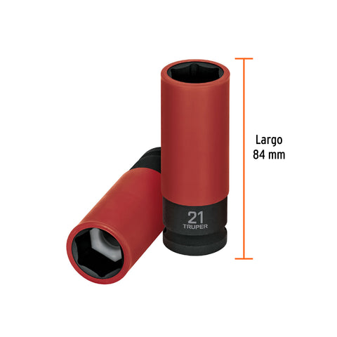 Dado largo impacto prot. plást. 21 mm, 6 puntas, cuadro 1/2' | D-7321-MLPD | 100905
