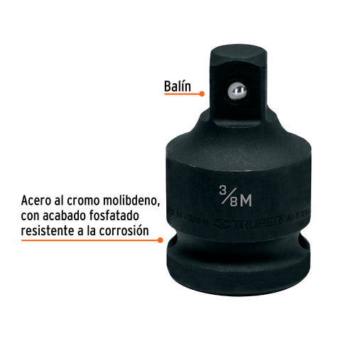 Adaptador de impacto 1/2' (H) x 3/8' (M), Truper | AI-5254 | 100906